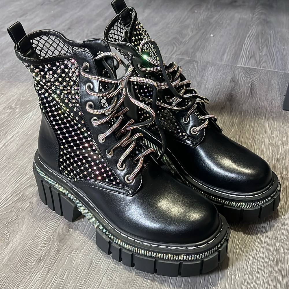 Sparkle combat boots